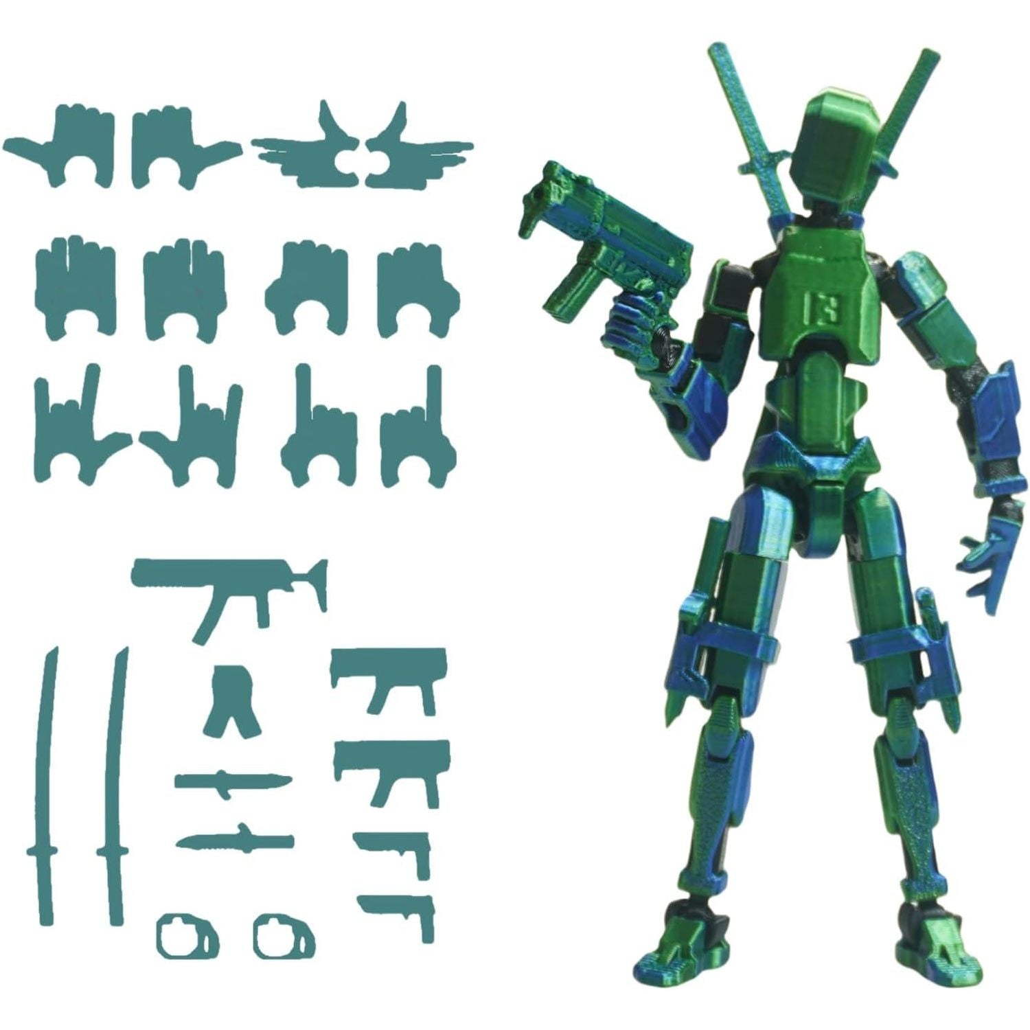 Pre-Assembly 3D Printed 5.54'' Stick 13 Action Figure, Multi-Jointed Tian13, Articulated T13 Desktop Decoration,12 In 1 D13 Accessories, Best Birthday Festival Gift,Does not Apply