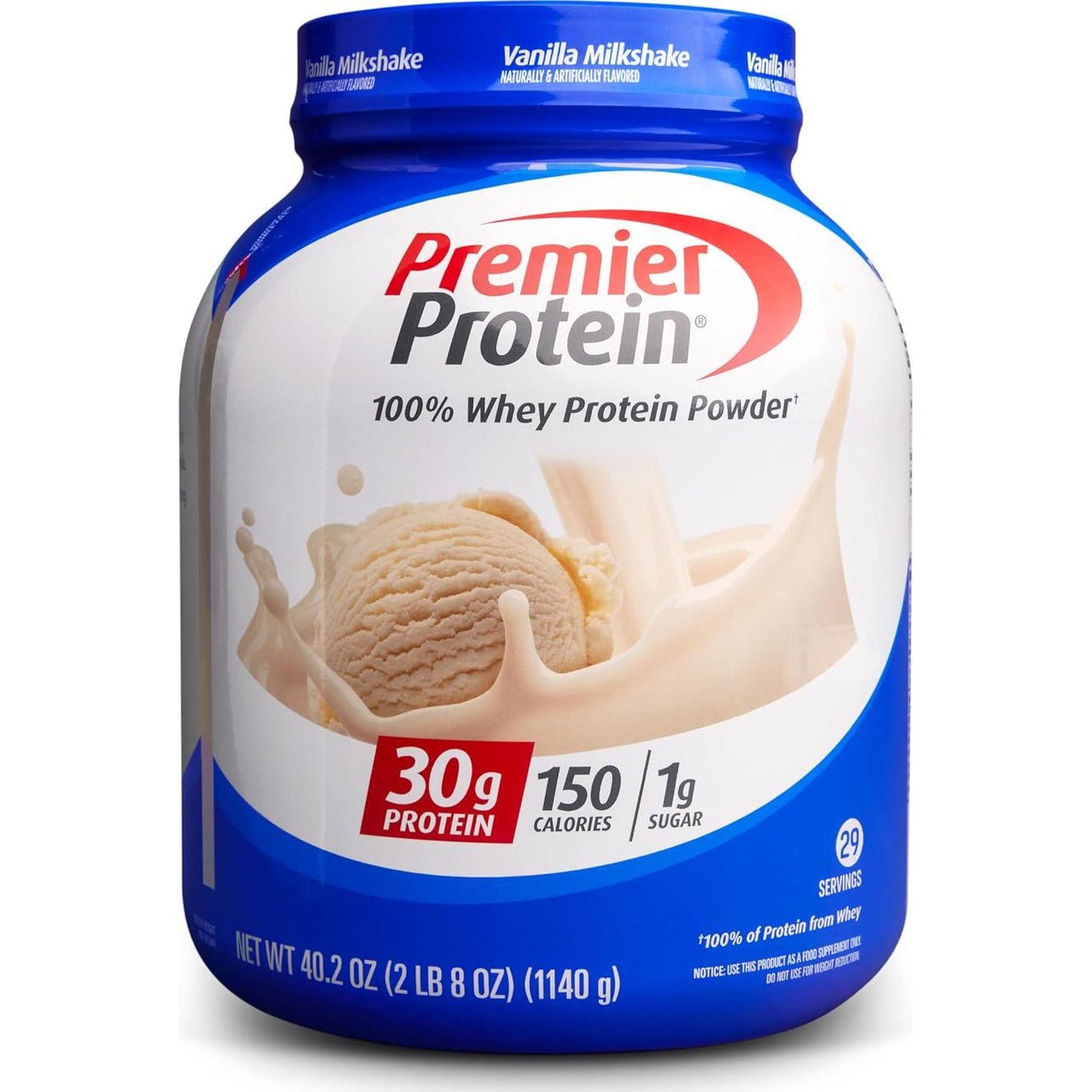 Premier Protein Protein Powder, 30g Protein, 1g Sugar, No Soy Ingredients, Gluten-Free, Vanilla Milkshake, 29 Servings (402oz)