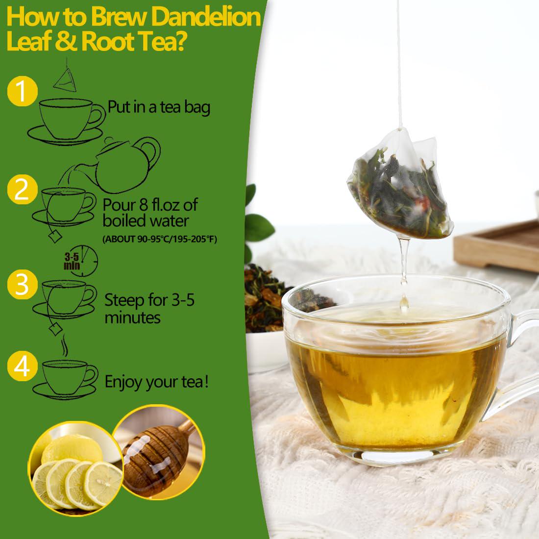 ULTHMOK Premium Dandelion Leaf And Root Tea,50 Tea Bags /3.53Oz, For Liver And Kidney Health, Roasted Detox Herbal Tea. Support Digestion And Boost Immune System, Caffeine Free.