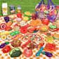 Pretend Play Kitchen Food Set for Kids, 78 Pieces, Cutting Fruits & Veggies, Pizza, Storage Bag, Toddler Gift