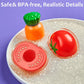 Pretend Play Kitchen Food Set for Kids, 78 Pieces, Cutting Fruits & Veggies, Pizza, Storage Bag, Toddler Gift