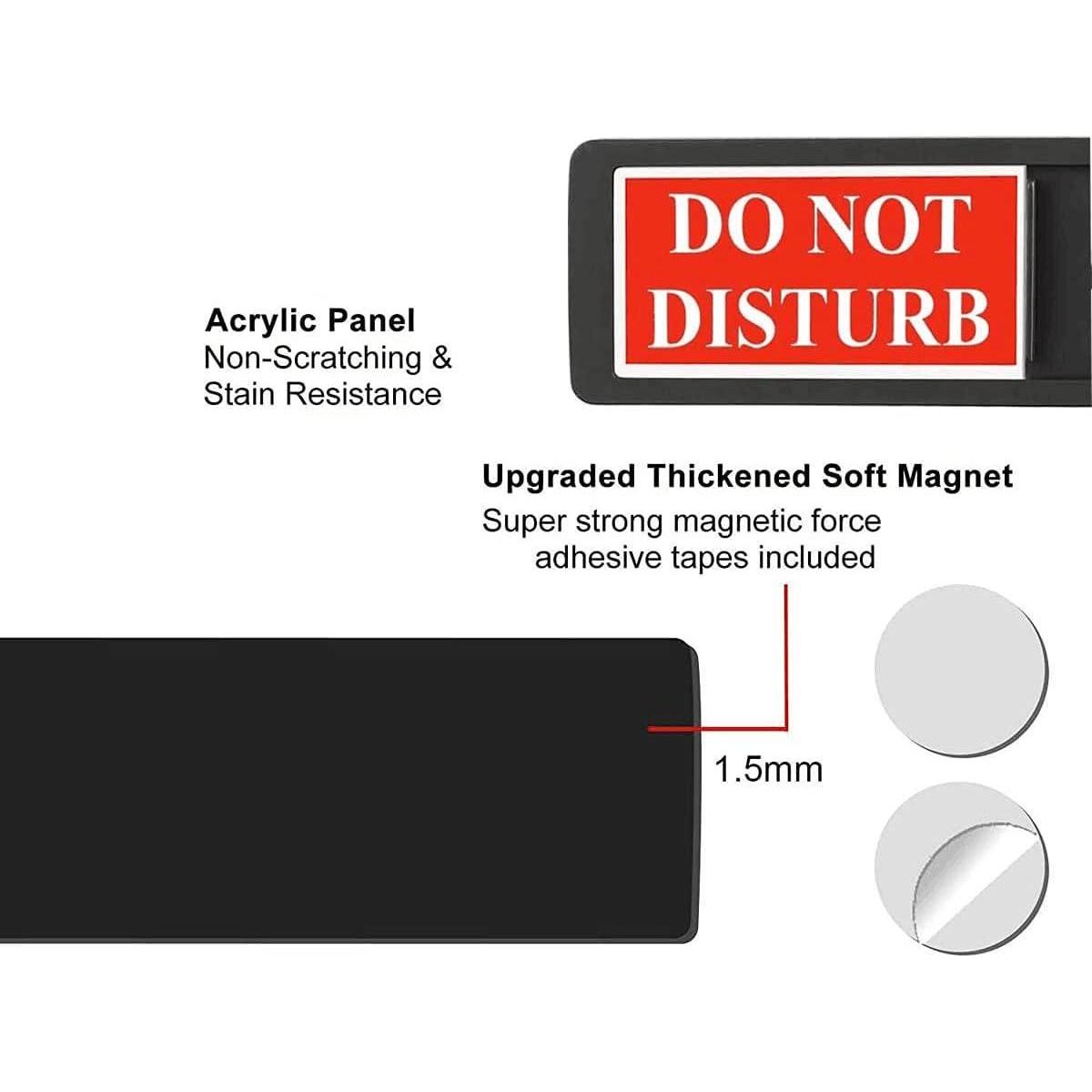 Privacy Sign - Do Not Disturb/Welcome Sign For Home Office Restroom Conference Hotel Hospital, Non-Scratch Magnetic Slider Door Indicator Sign Whether Room Vacant Or Occupied (Black),739771350877