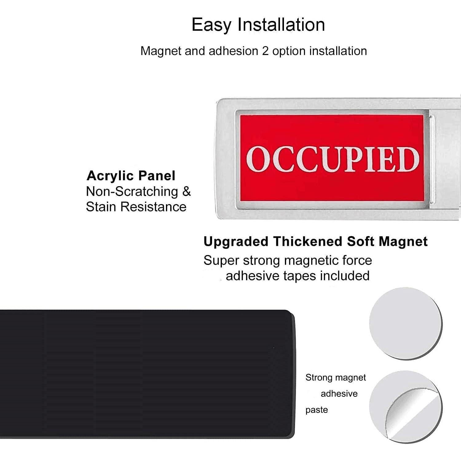 Privacy Sign, Premium Vacant Occupied Sign For Home Office Restroom Conference Hotles Hospital, Slider Door Indicator Tells Whether Room Vacant Or Occupied, 7'' X 2'' - Silver,
