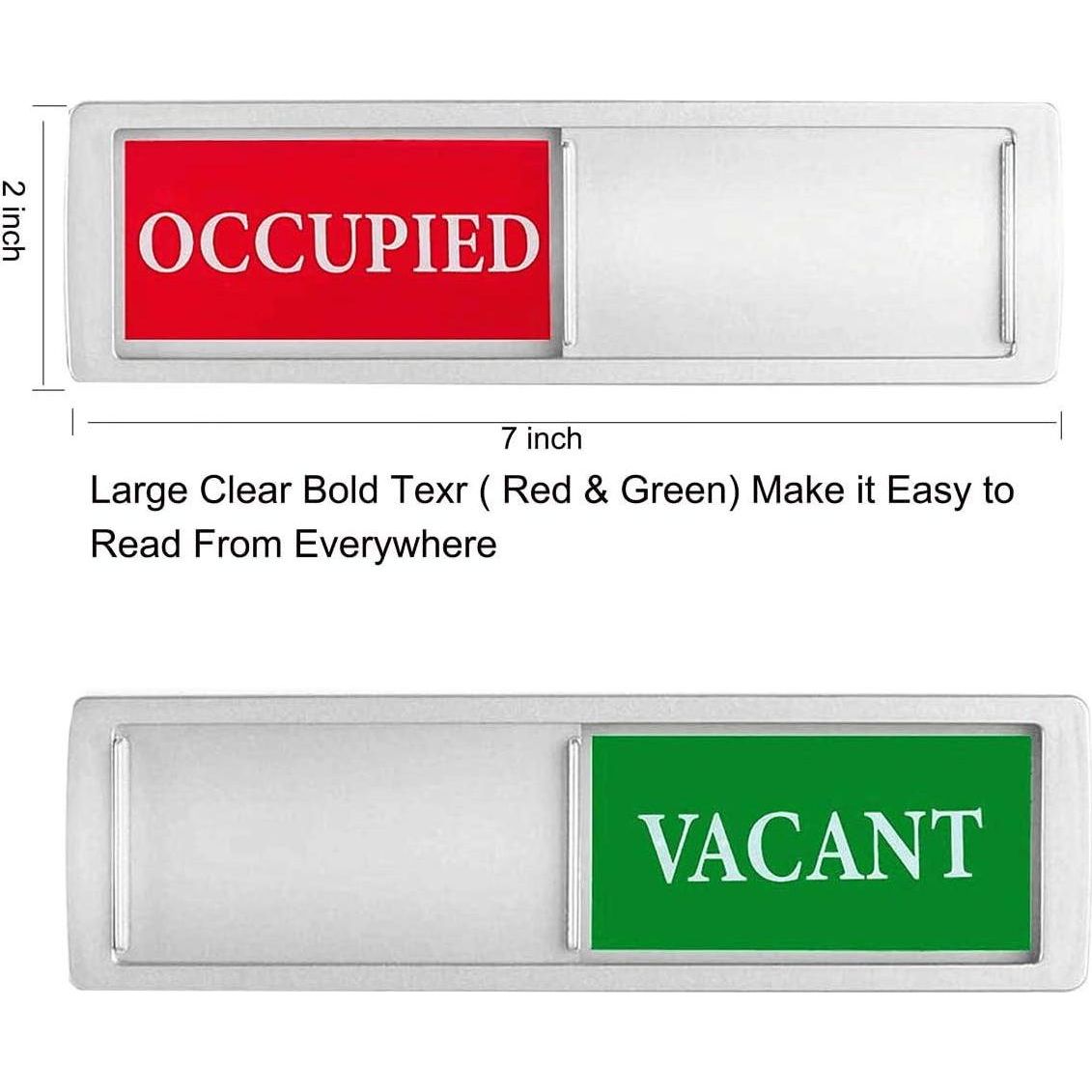Privacy Sign, Premium Vacant Occupied Sign For Home Office Restroom Conference Hotles Hospital, Slider Door Indicator Tells Whether Room Vacant Or Occupied, 7'' X 2'' - Silver,