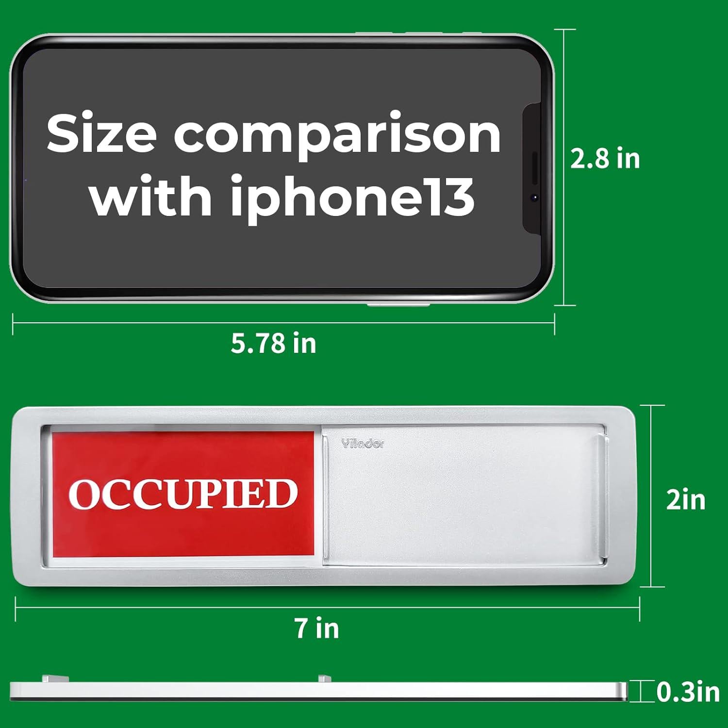 Privacy Sign, Vacant Occupied Sign For Bathroom Door, Magnetic And Sticky Slider For Home Office Restroom Conference Hotles Hospital, Tells Whether Room Vacant Or Occupied, 7'' X 2'' - Silver,603803078438