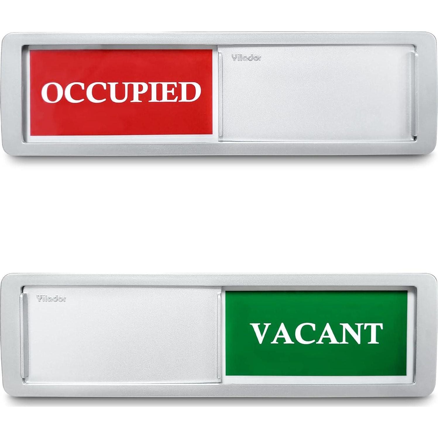 Privacy Sign, Vacant Occupied Sign For Bathroom Door, Magnetic And Sticky Slider For Home Office Restroom Conference Hotles Hospital, Tells Whether Room Vacant Or Occupied, 7'' X 2'' - Silver,603803078438