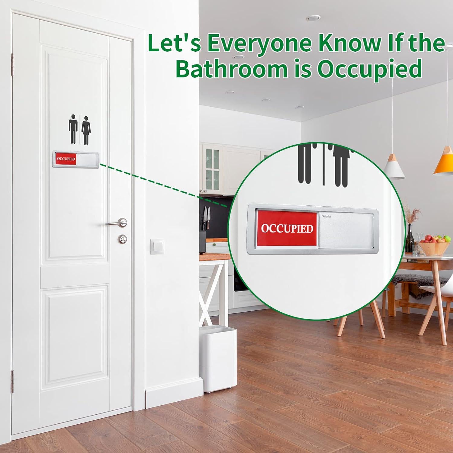 Privacy Sign, Vacant Occupied Sign For Bathroom Door, Magnetic And Sticky Slider For Home Office Restroom Conference Hotles Hospital, Tells Whether Room Vacant Or Occupied, 7'' X 2'' - Silver,603803078438