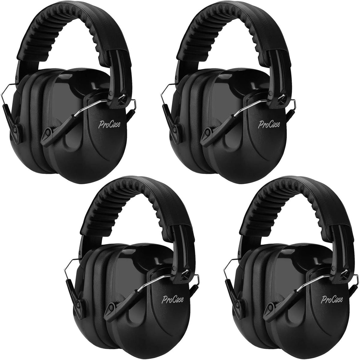 ProCase Noise Reduction Ear Muffs, Sound Proof Ear Protection, NRR 28dB Noise Cancelling Headphones For Adults Kids Autism, Hearing Protection For Shooting Gun Range Mowing -4 Packs, Black,