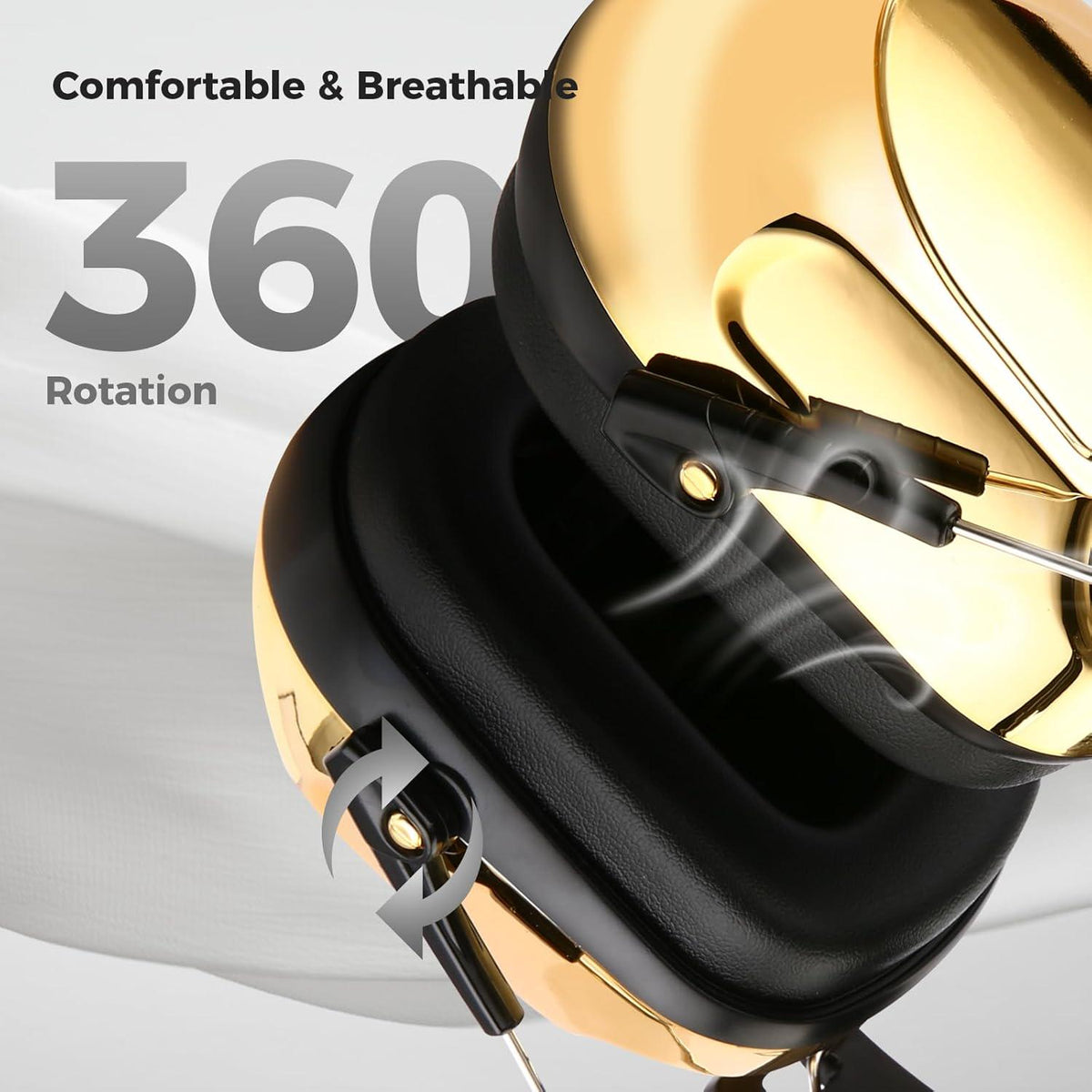 ProCase Noise Reduction Ear Muffs, Sound Proof Ear Protection, NRR 28dB Noise Cancelling Headphones For Adults Kids Autism, Hearing Protection For Shooting Gun Range Mowing -Metalic Gold,