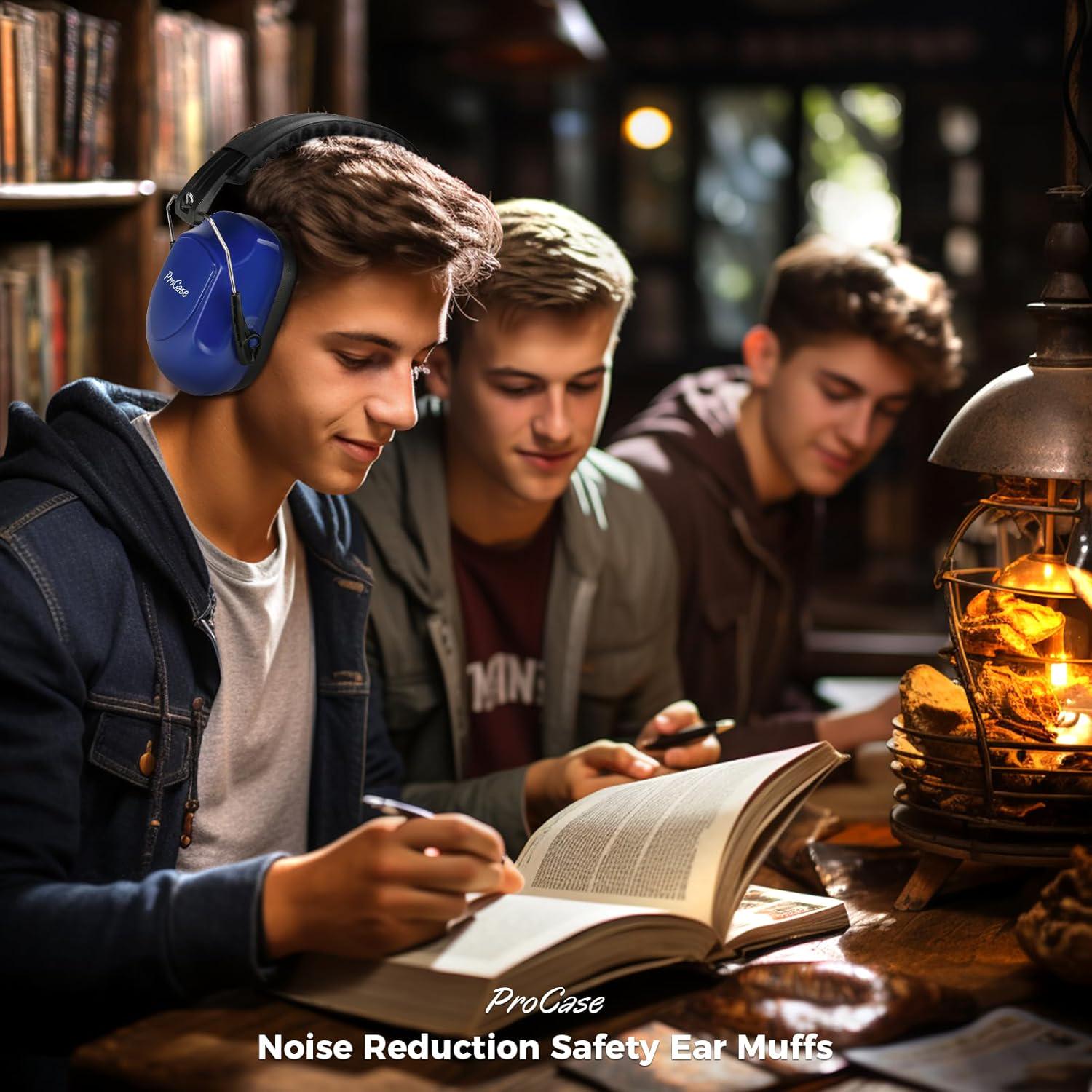 ProCase Noise Reduction Ear Muffs, Sound Proof Ear Protection, NRR 28dB Noise Cancelling Headphones For Adults Kids Autism, Hearing Protection For Shooting Gun Range Mowing -2 Packs, Purple And Navy,