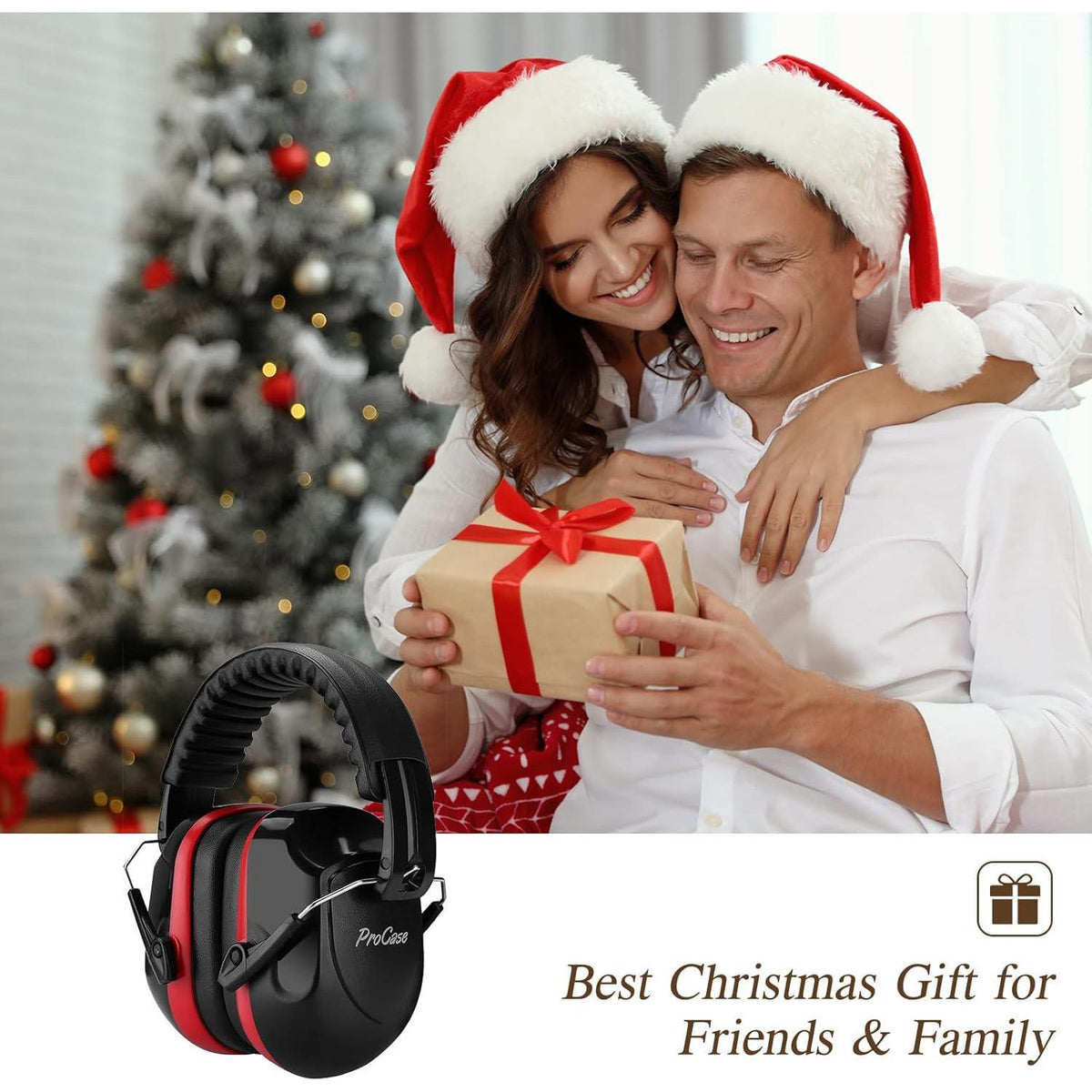 ProCase Noise Reduction Ear Muffs, Sound Proof Ear Protection, NRR 28dB Noise Cancelling Headphones For Adults Kids Autism, Hearing Protection For Shooting Gun Range Mowing -2 Packs, Red,