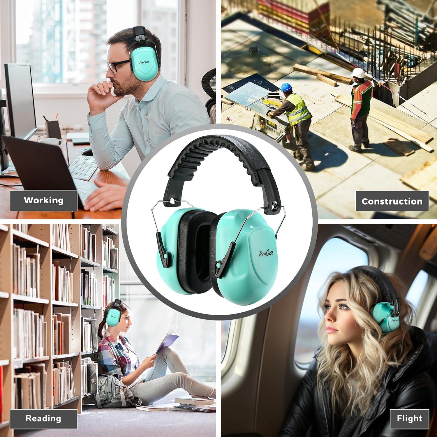 ProCase Noise Reduction Ear Muffs, Sound Proof Ear Protection, NRR 28dB Noise Cancelling Headphones For Adults Kids Autism, Hearing Protection For Shooting Gun Range Mowing -Teal,