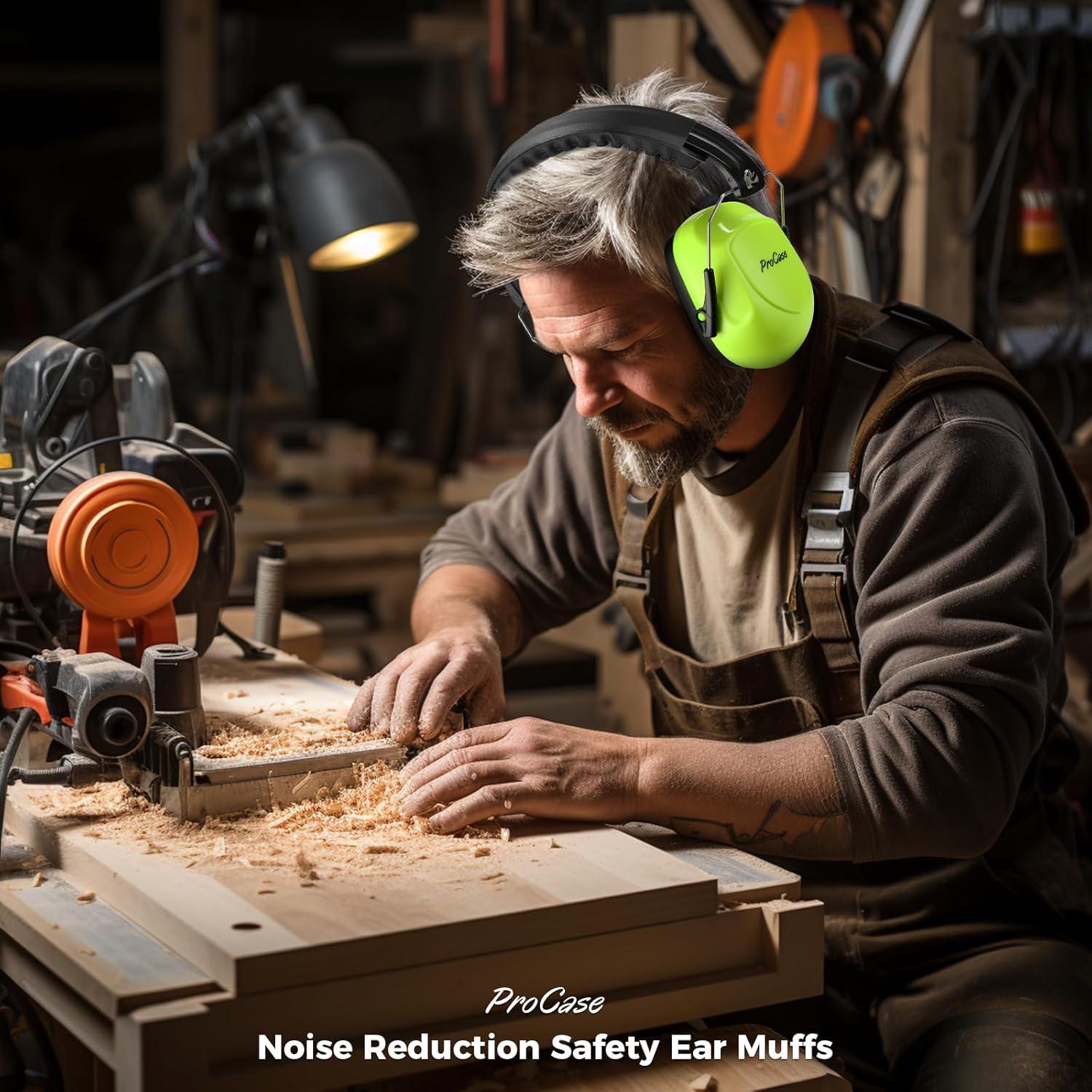 ProCase Noise Reduction Ear Muffs, Sound Proof Ear Protection, NRR 28dB Noise Cancelling Headphones For Adults Kids Autism, Hearing Protection For Shooting Gun Range Mowing -Neonyellow,