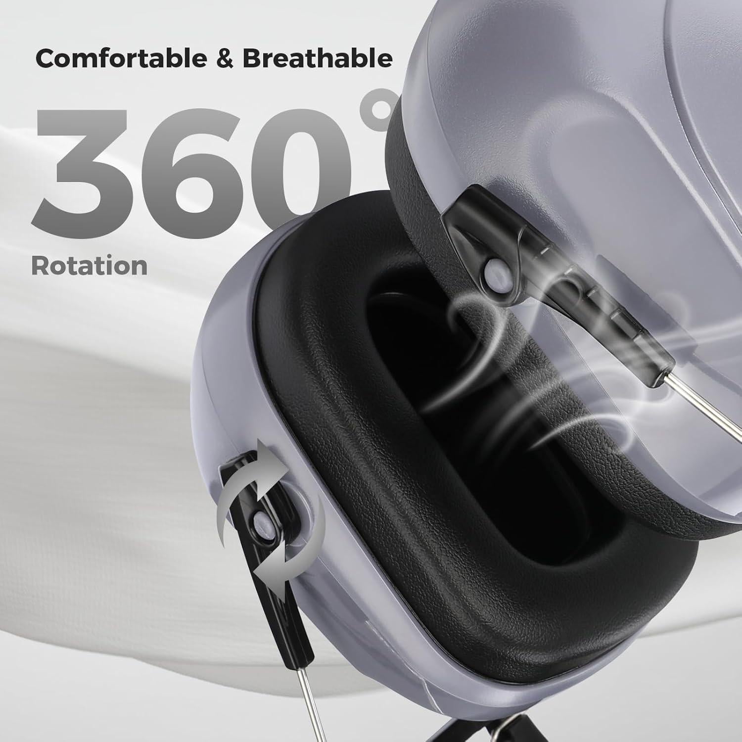 ProCase Noise Reduction Ear Muffs, Sound Proof Ear Protection, NRR 28dB Noise Cancelling Headphones For Adults Kids Autism, Hearing Protection For Shooting Gun Range Mowing -Grey,