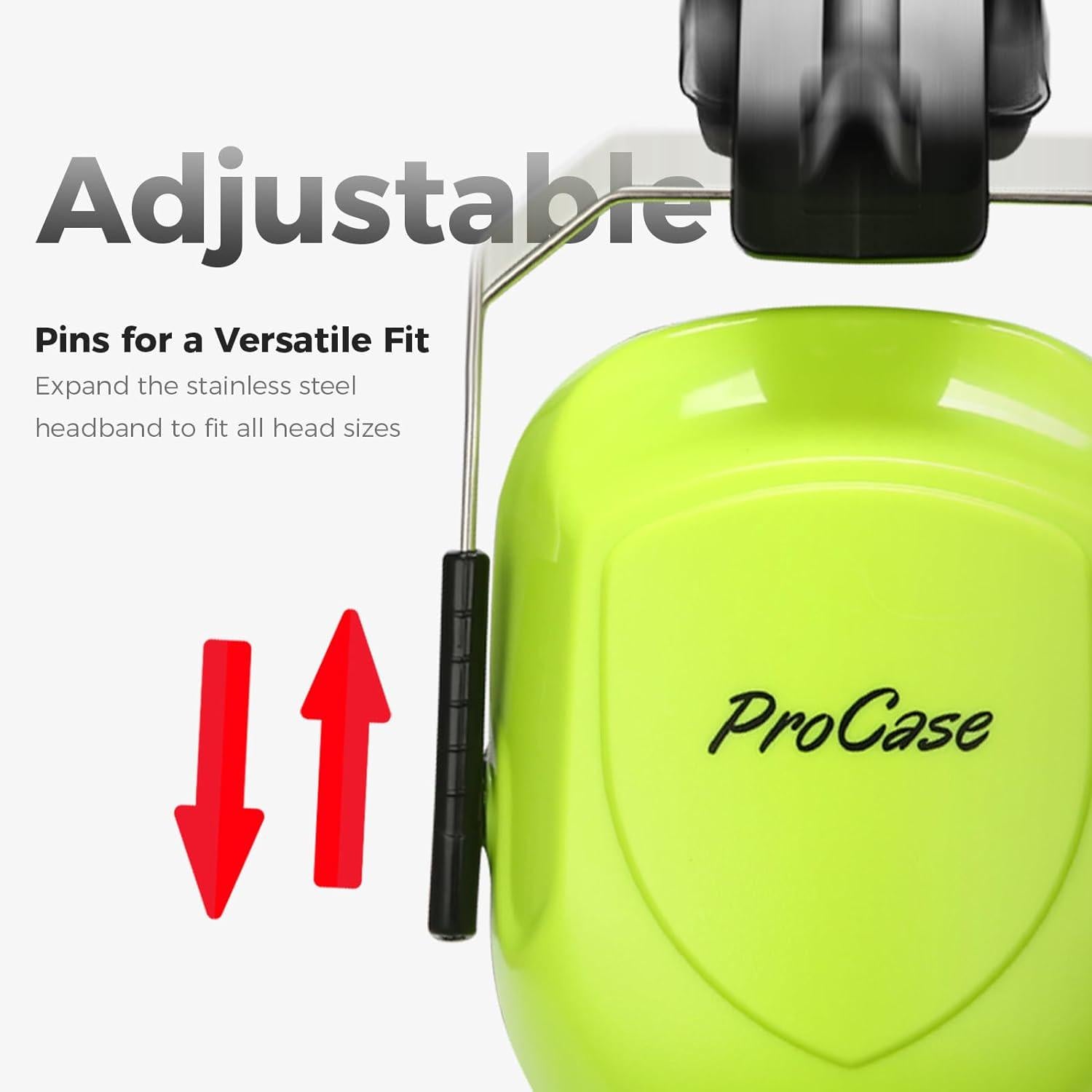 ProCase Noise Reduction Ear Muffs, Sound Proof Ear Protection, NRR 28dB Noise Cancelling Headphones For Adults Kids Autism, Hearing Protection For Shooting Gun Range Mowing -Neonyellow,