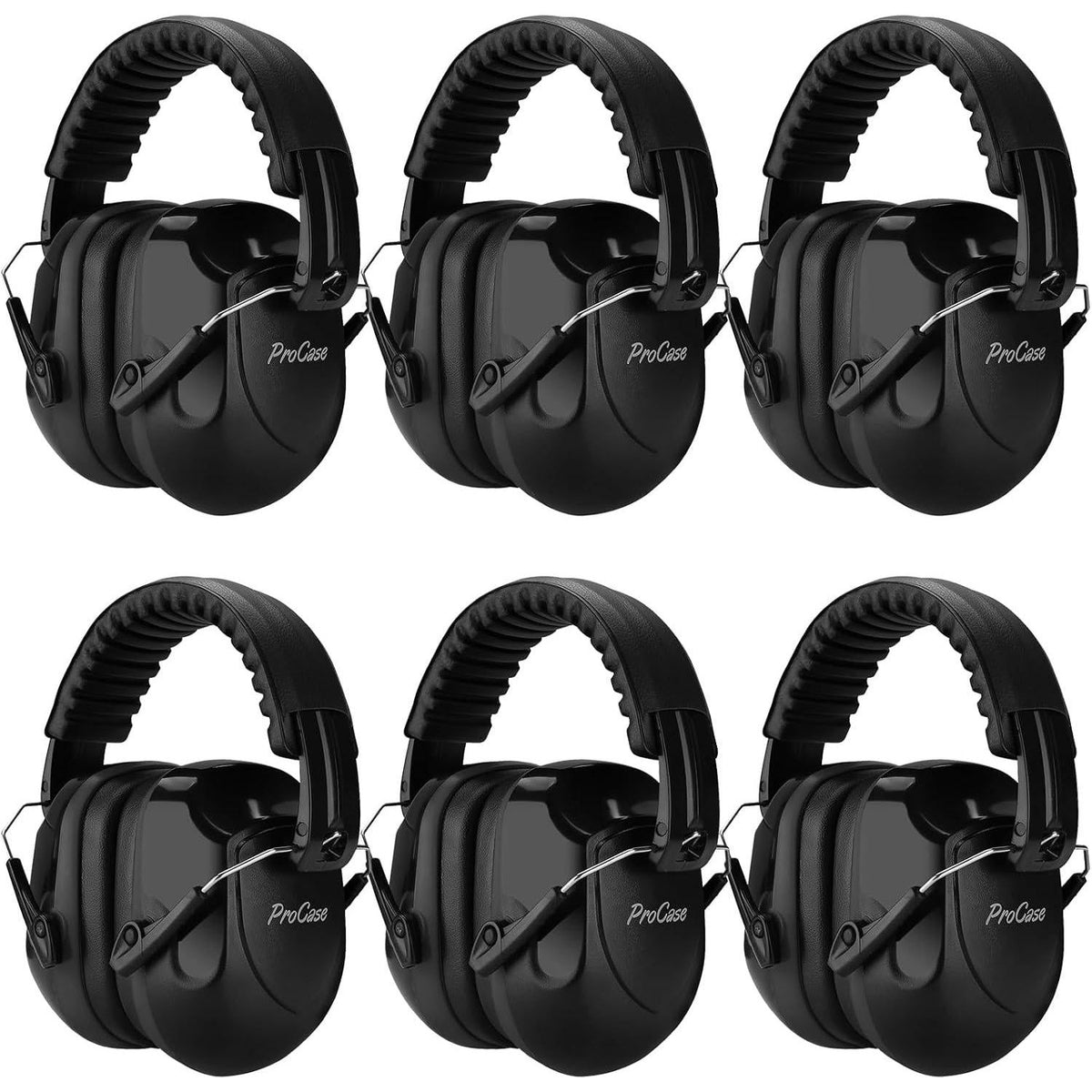 ProCase Noise Reduction Ear Muffs, Sound Proof Ear Protection, NRR 28dB Noise Cancelling Headphones For Adults Kids Autism, Hearing Protection For Shooting Gun Range Mowing -6 Packs, Black,