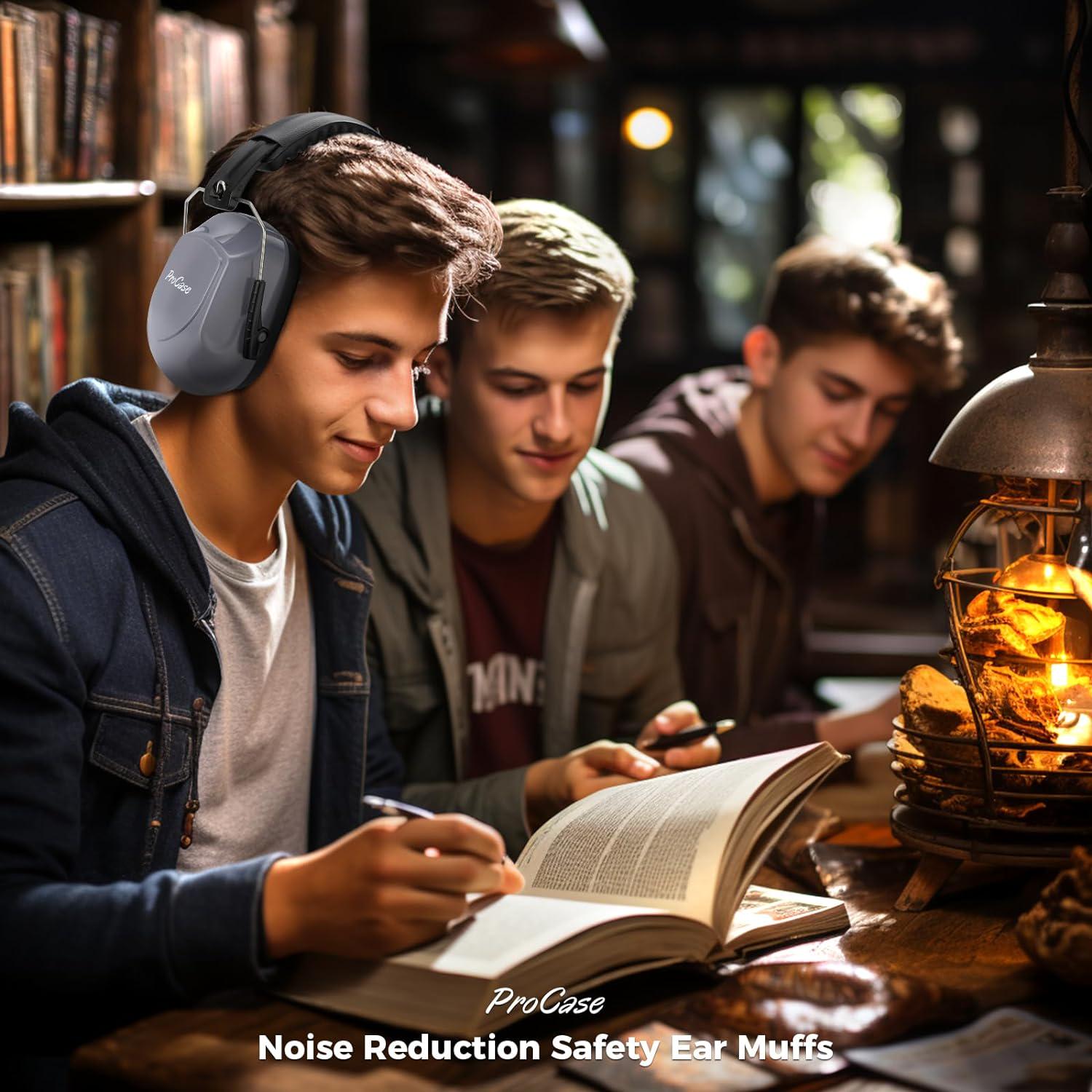 ProCase Noise Reduction Ear Muffs, Sound Proof Ear Protection, NRR 28dB Noise Cancelling Headphones For Adults Kids Autism, Hearing Protection For Shooting Gun Range Mowing -Grey,