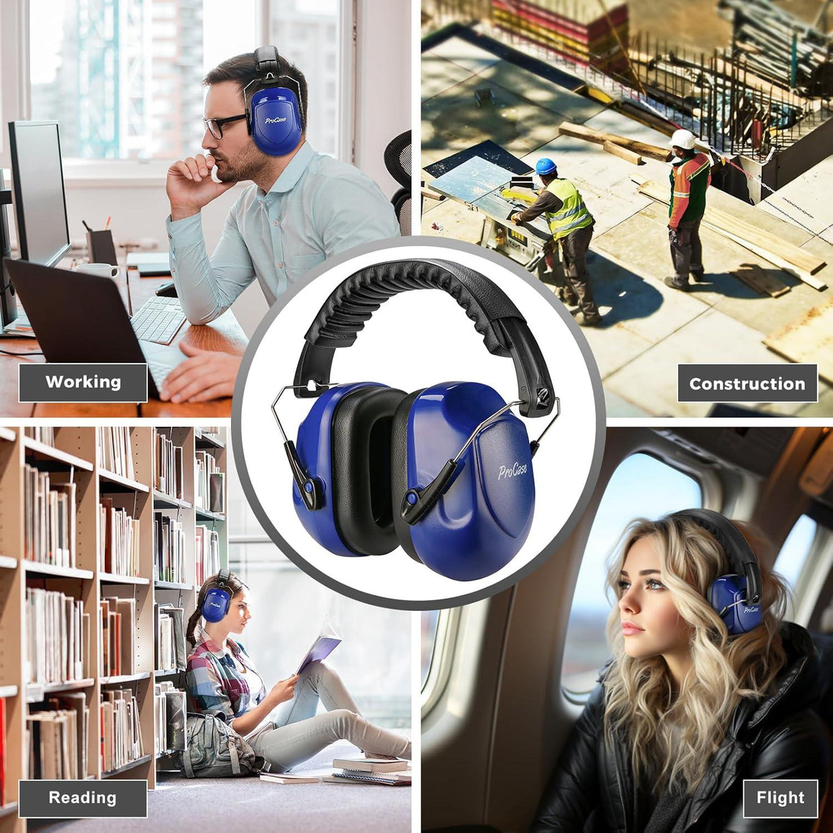ProCase Noise Reduction Ear Muffs, Sound Proof Ear Protection, NRR 28dB Noise Cancelling Headphones For Adults Kids Autism, Hearing Protection For Shooting Gun Range Mowing -Navy,