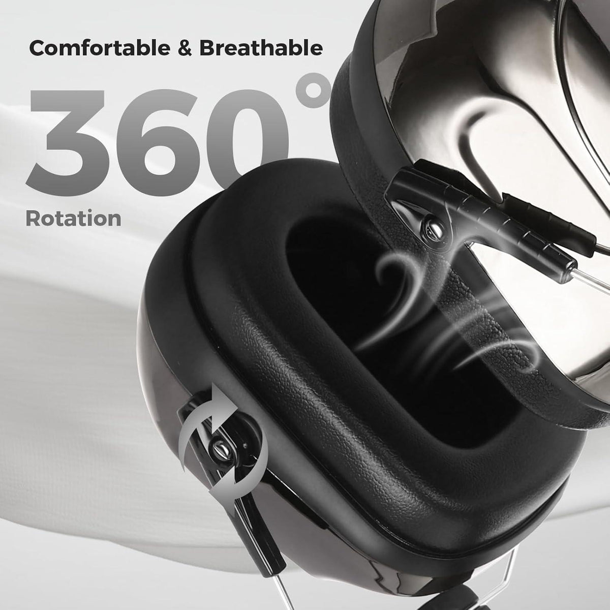 ProCase Noise Reduction Ear Muffs, Sound Proof Ear Protection, NRR 28dB Noise Cancelling Headphones For Adults Kids Autism, Hearing Protection For Shooting Gun Range Mowing -Metalic Black,