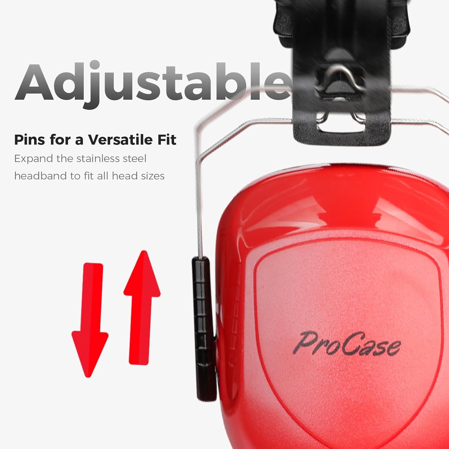 ProCase Noise Reduction Ear Muffs, Sound Proof Ear Protection, NRR 28dB Noise Cancelling Headphones For Adults Kids Autism, Hearing Protection For Shooting Gun Range Mowing -Pure Red,