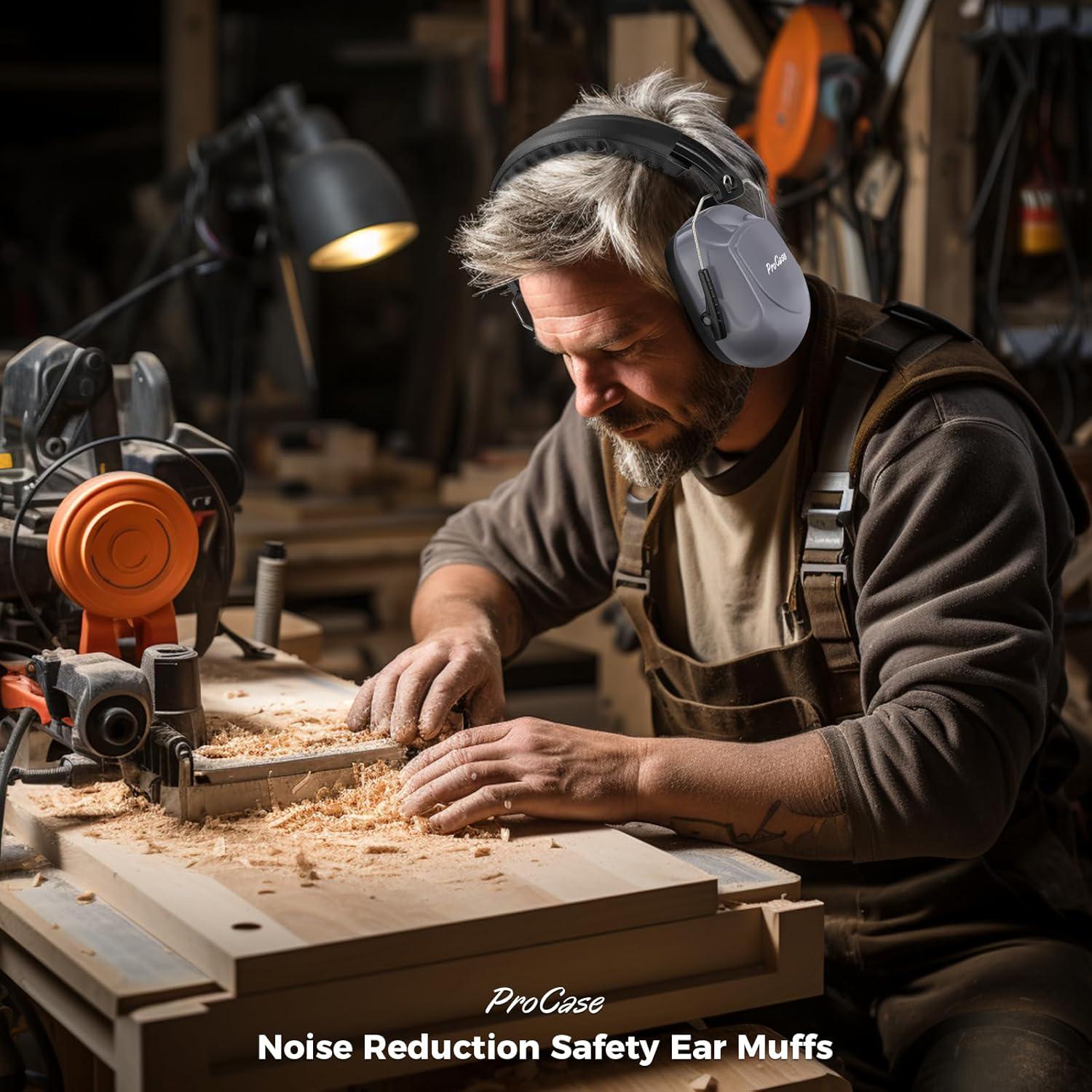 ProCase Noise Reduction Ear Muffs, Sound Proof Ear Protection, NRR 28dB Noise Cancelling Headphones For Adults Kids Autism, Hearing Protection For Shooting Gun Range Mowing -Grey,