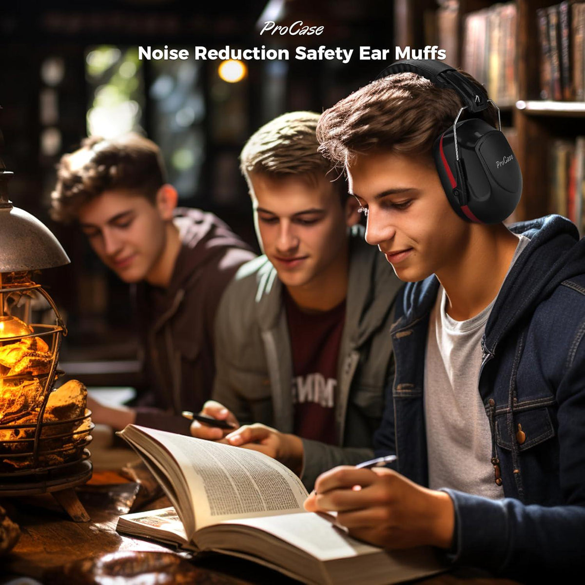 ProCase Noise Reduction Ear Muffs, Sound Proof Ear Protection, NRR 28dB Noise Cancelling Headphones For Adults Kids Autism, Hearing Protection For Shooting Gun Range Mowing -2 Packs, Red,