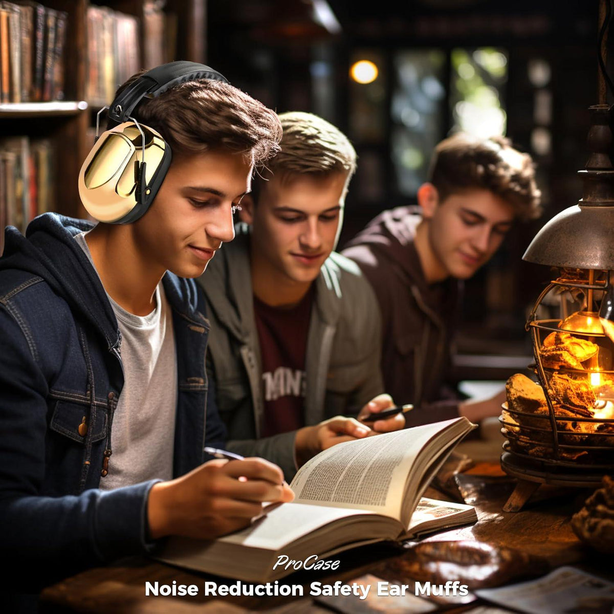 ProCase Noise Reduction Ear Muffs, Sound Proof Ear Protection, NRR 28dB Noise Cancelling Headphones For Adults Kids Autism, Hearing Protection For Shooting Gun Range Mowing -Metalic Gold,