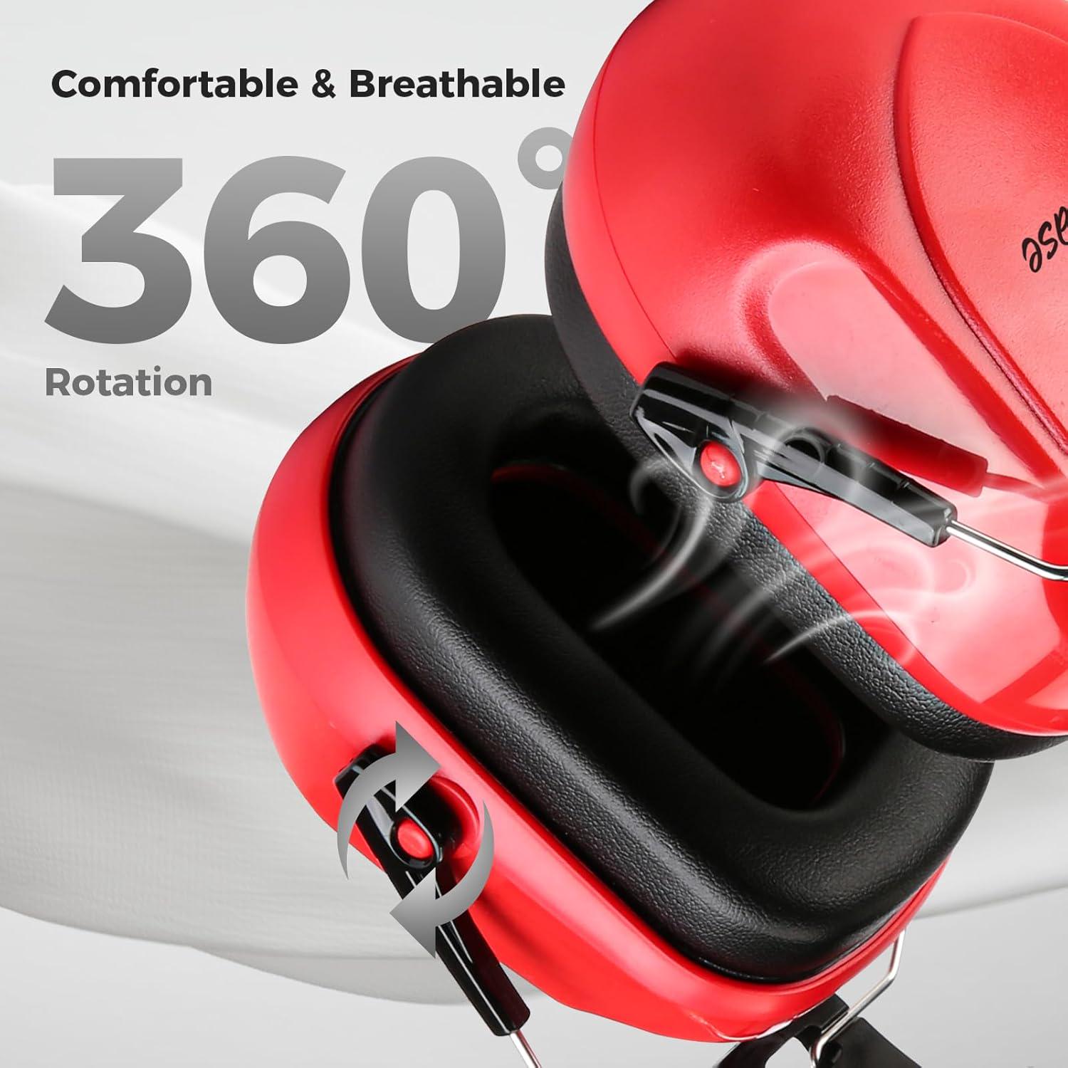 ProCase Noise Reduction Ear Muffs, Sound Proof Ear Protection, NRR 28dB Noise Cancelling Headphones For Adults Kids Autism, Hearing Protection For Shooting Gun Range Mowing -Pure Red,