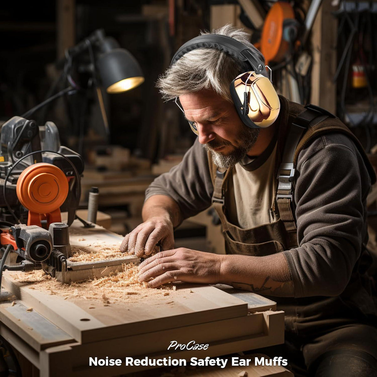 ProCase Noise Reduction Ear Muffs, Sound Proof Ear Protection, NRR 28dB Noise Cancelling Headphones For Adults Kids Autism, Hearing Protection For Shooting Gun Range Mowing -Metalic Gold,