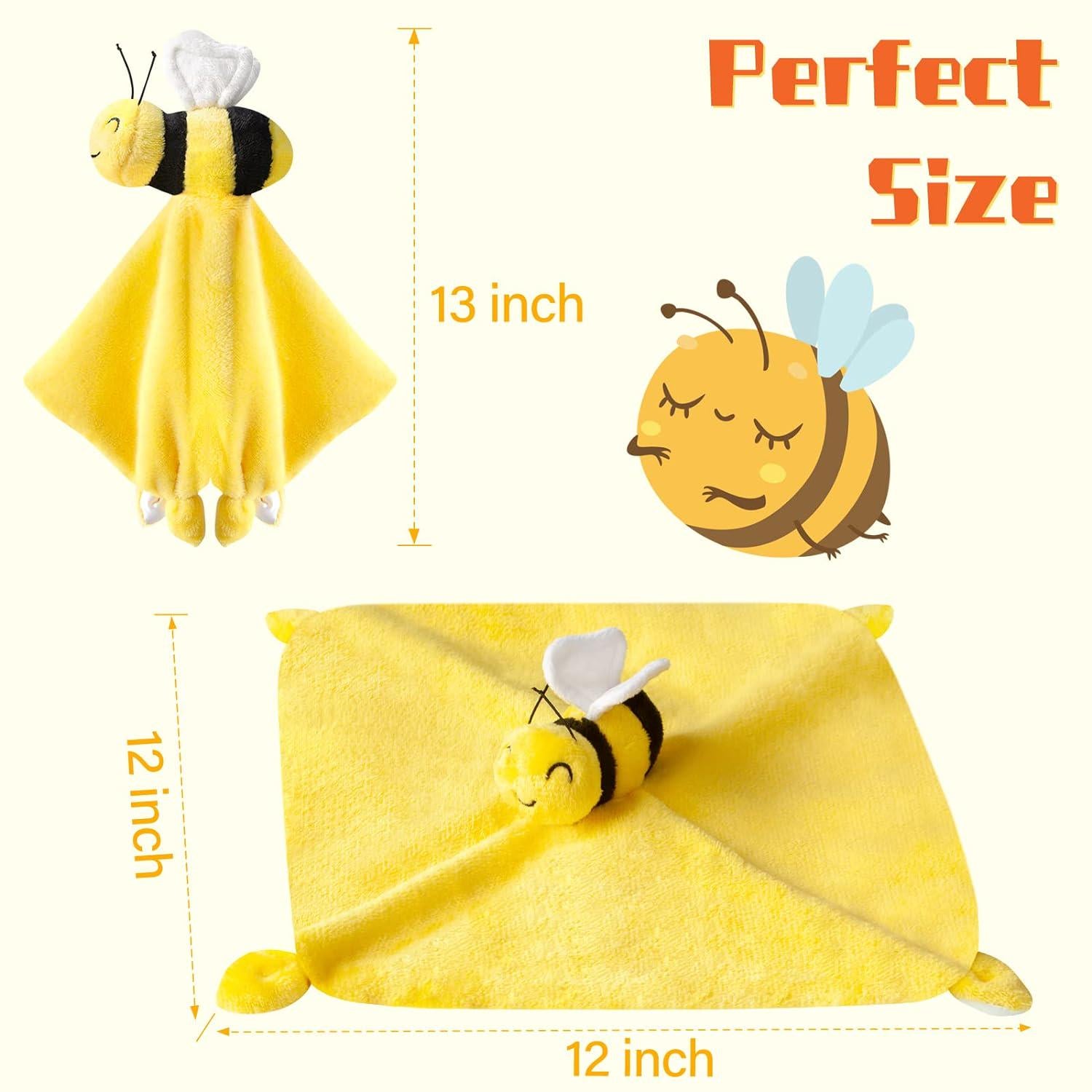 Pro Goleem Bee Loveys For Babies Soft Security Blanket Baby Snuggle Toy Stuffed Animal Blanket Unisex Lovie Baby Gifts For Infant And Toddler Yellow 12 Inch,