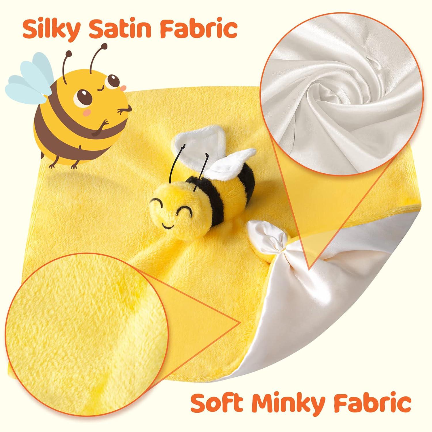 Pro Goleem Bee Loveys For Babies Soft Security Blanket Baby Snuggle Toy Stuffed Animal Blanket Unisex Lovie Baby Gifts For Infant And Toddler Yellow 12 Inch,