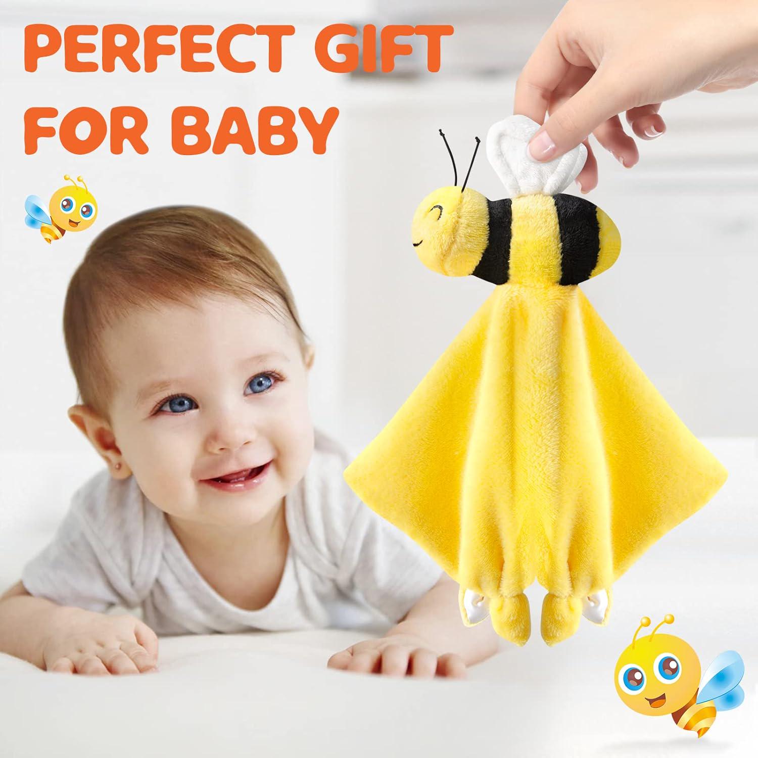 Pro Goleem Bee Loveys For Babies Soft Security Blanket Baby Snuggle Toy Stuffed Animal Blanket Unisex Lovie Baby Gifts For Infant And Toddler Yellow 12 Inch,