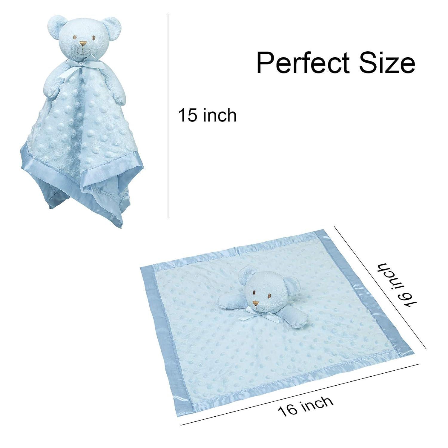 Pro Goleem Teddy Bear Lovey Baby Security Blanket For Boys And Girls Unisex Soft Lovie Baby Gifts For Newborn Toddler Snuggle Toy Stuffed Animal Blue 16 Inch,