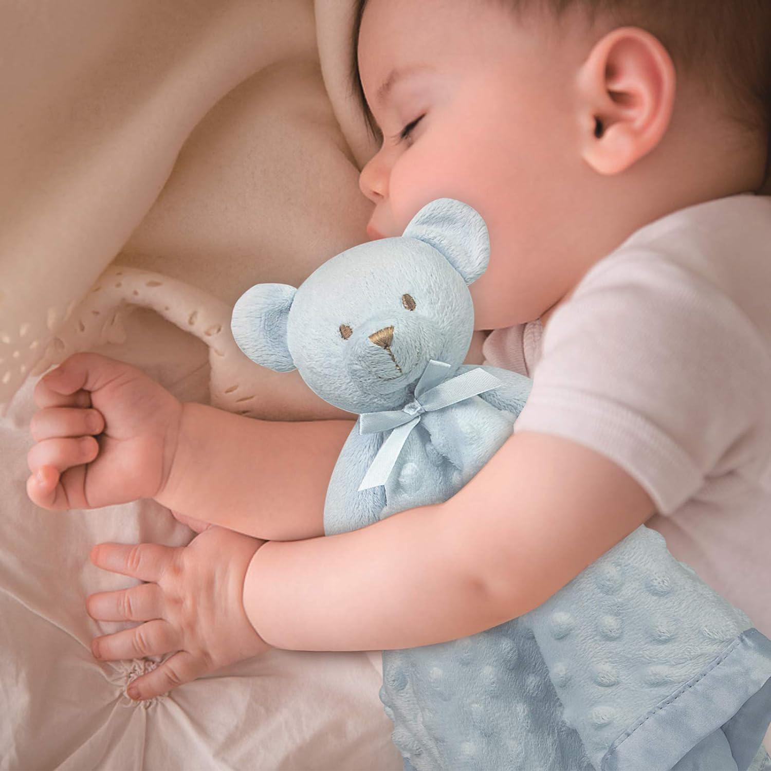 Pro Goleem Teddy Bear Lovey Baby Security Blanket For Boys And Girls Unisex Soft Lovie Baby Gifts For Newborn Toddler Snuggle Toy Stuffed Animal Blue 16 Inch,