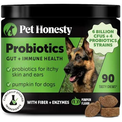 Zesty Paws Dog Probiotics with Digestive Enzymes Prebiotics Pumpkin Chews 90 Count for Gut Health