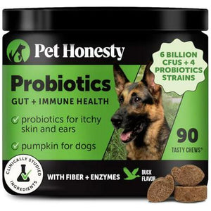 Probiotics for Dogs Digestive Enzymes Duck Flavor Chews for Gut Health Immunity Diarrhea 90 Count