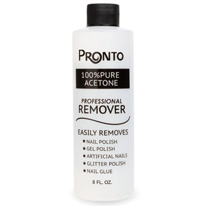 Pronto Pronto 100% Pure Acetone - Quick, Professional Nail Polish Remover - For Natural, Gel, Acrylic, Sculptured Nails (8 FL. OZ.)