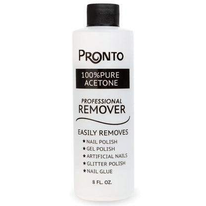 Pronto Pronto 100% Pure Acetone - Quick, Professional Nail Polish Remover - For Natural, Gel, Acrylic, Sculptured Nails (8 FL. OZ.)