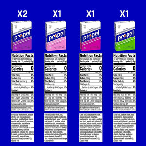 Propel Powder Packets, 4 Flavor Variety Pack, Electrolytes & Vitamins, No Sugar, 10 Count, Pack of 5 (Packaging May Vary)
