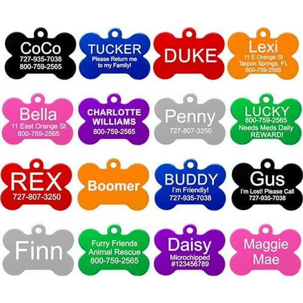 Providence Engraving Custom Pet ID Tags 8 Shapes 9 Colors Personalize with 4 Lines of Text