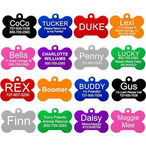 Providence Engraving Custom Pet ID Tags 8 Shapes 9 Colors Personalize with 4 Lines of Text