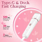 Risina Pubic Hair Trimmer For Women - Electric Razors For Women's Body Groomer, Replaceable Ceramic Blade Heads, Face Hair Remover Head, USB-C&Dock Charging, Waterproof&Easy Cleaning White