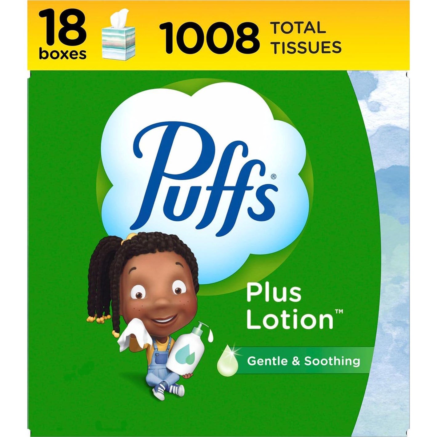 Puffs Plus Lotion Facial Tissue, 18 Cubes, 56 Tissues per Box