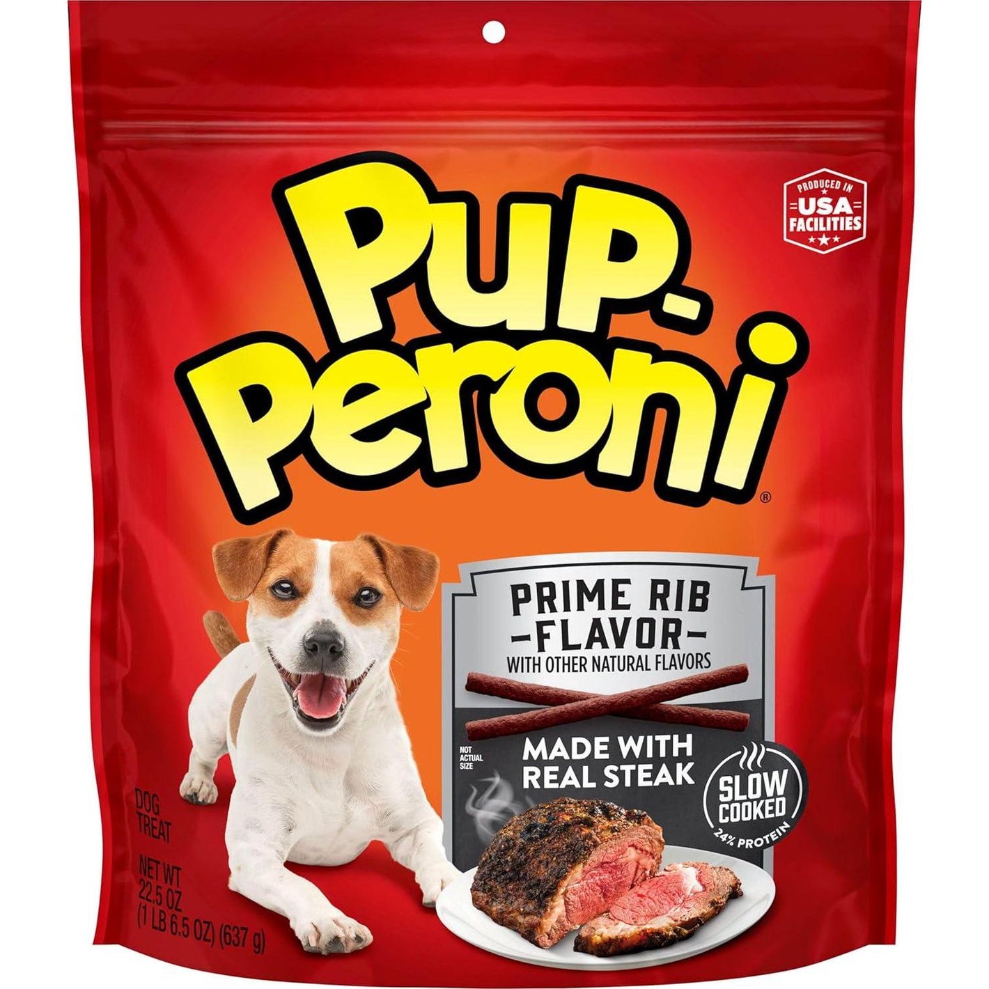 Pup Peroni Dog Treats Prime Rib Flavor 22.5 oz Made with Real Steak for Dogs