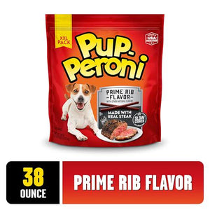 Pup-Peroni Dog Treats 38 oz Prime Rib Flavor Made with Real Steak Tender Chewy Snack for Dogs
