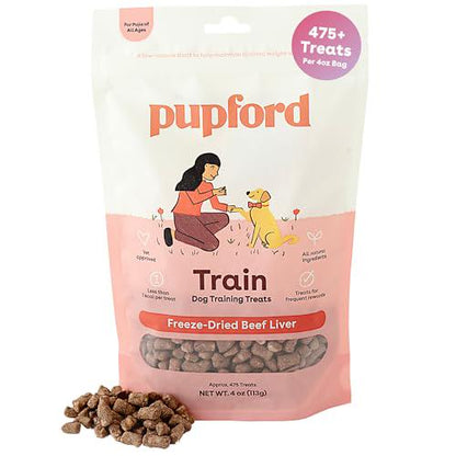 Pupford Freeze-Dried Beef Liver Dog Training Treats, 4 oz Bag, 475 Three-Ingredient Bites