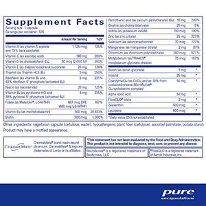Pure Encapsulations O.N.E Multivitamin 120 Capsules with CoQ10 Lutein and Metafolin for Vision and Health