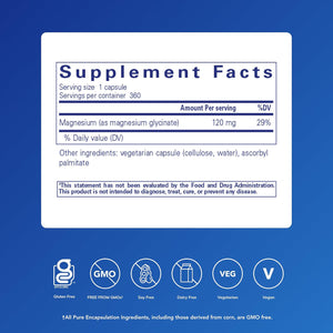 Pure Encapsulations Magnesium Glycinate Capsules 360 Ct Stress Relief Sleep Muscle and Heart Support