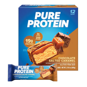 Pure Protein Bars, Chocolate Salted Caramel Flavor, High Protein, Low Sugar, Gluten-Free, 176 oz, 12 Count (Packaging May Vary)