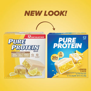 Pure Protein High-Protein Bars, Lemon Cake, Gluten-Free, 176oz, 12 Count, Packaging May Vary
